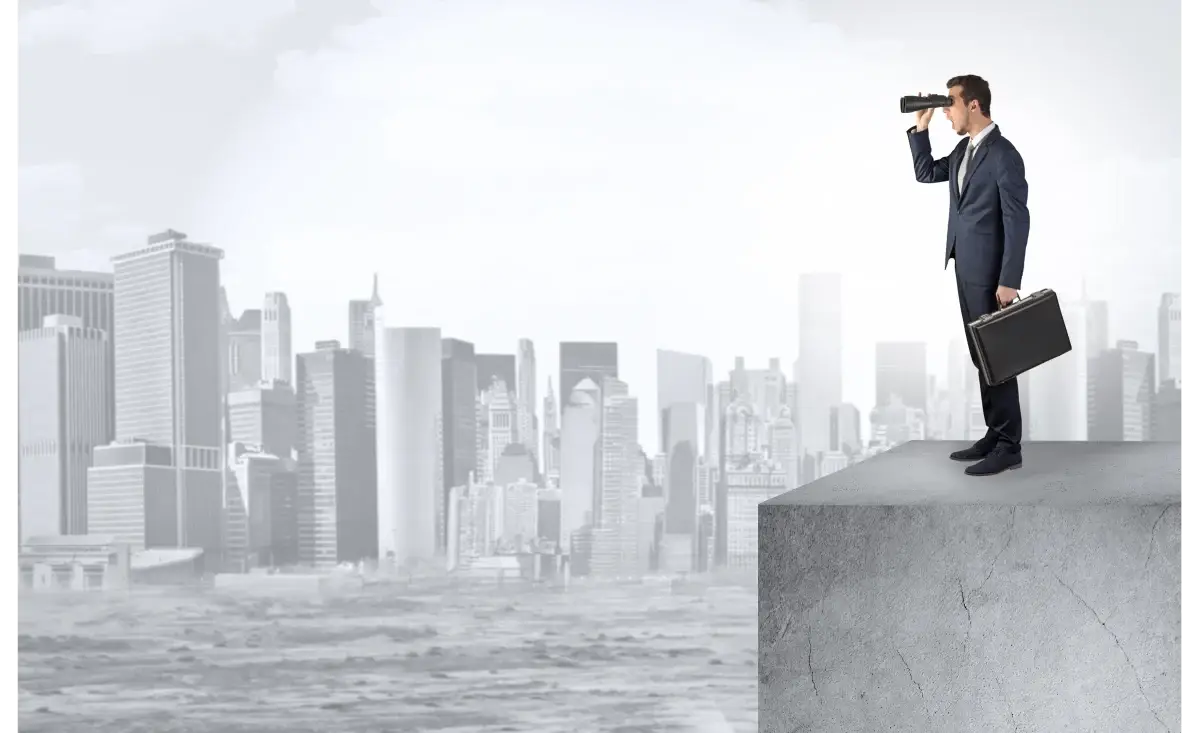 Man Overlooking City